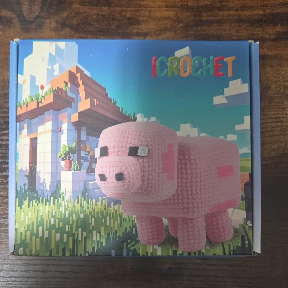 Pink Crochet Pig Toy